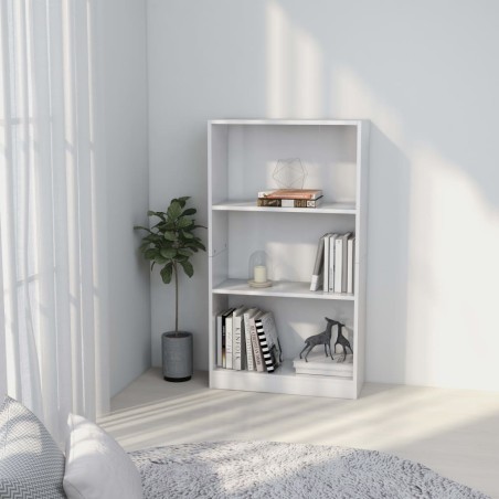 vidaXL Estantería de 3 niveles madera contrachapada blanca 60x24x109cm