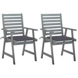 vidaXL Sillas de comedor jardín 2 uds madera maciza acacia con cojines