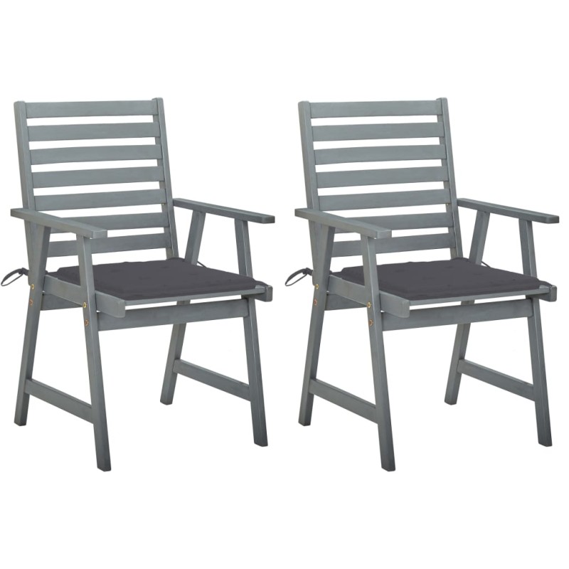 vidaXL Sillas de comedor jardín 2 uds madera maciza acacia con cojines vidaXL Sillas de comedor jardín 2 uds madera maciza acacia con cojines