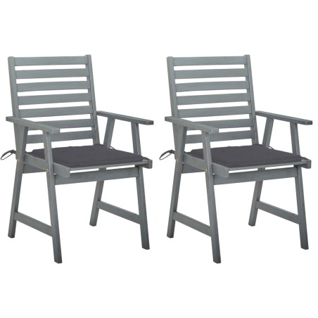 vidaXL Sillas de comedor jardín 2 uds madera maciza acacia con cojines