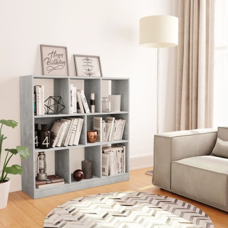 vidaXL Estantería librería contrachapada gris hormigón 97,5x29,5x100cm
