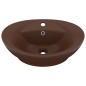 vidaXL Lavabo lujoso ovalado rebosadero cerámica marrón oscuro mate vidaXL Lavabo lujoso ovalado rebosadero cerámica marrón oscuro mate