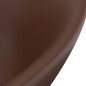 vidaXL Lavabo lujoso ovalado rebosadero cerámica marrón oscuro mate vidaXL Lavabo lujoso ovalado rebosadero cerámica marrón oscuro mate