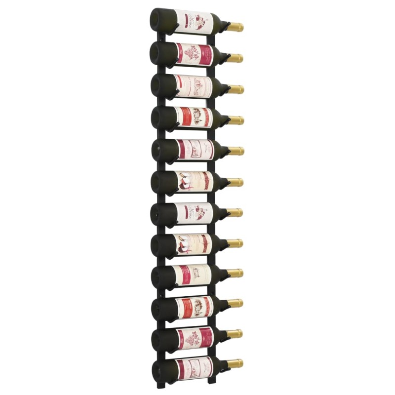 vidaXL Botellero de pared para 12 botellas hierro negro vidaXL Botellero de pared para 12 botellas hierro negro