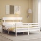 vidaXL Estructura de cama con cabecero madera maciza blanco 160x200 cm vidaXL Estructura de cama con cabecero madera maciza blanco 160x200 cm