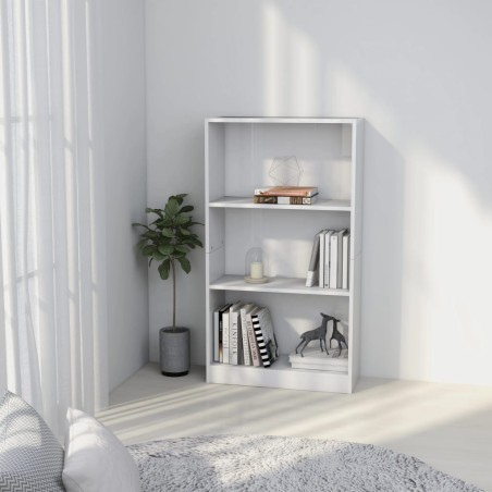 vidaXL Estantería de 3 niveles contrachapada blanco brillo 60x24x109cm