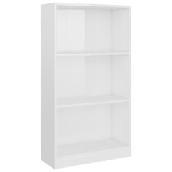 vidaXL Estantería de 3 niveles contrachapada blanco brillo 60x24x109cm