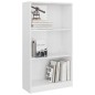 vidaXL Estantería de 3 niveles contrachapada blanco brillo 60x24x109cm vidaXL Estantería de 3 niveles contrachapada blanco brillo 60x24x109cm