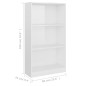 vidaXL Estantería de 3 niveles contrachapada blanco brillo 60x24x109cm vidaXL Estantería de 3 niveles contrachapada blanco brillo 60x24x109cm
