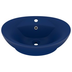 vidaXL Lavabo lujoso con rebosadero cerámica azul oscuro 58,5x39cm