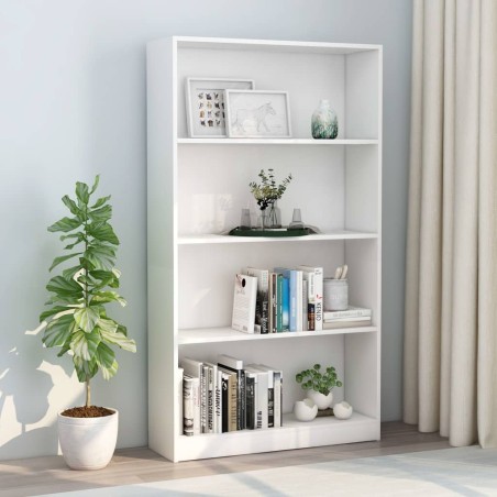 vidaXL Estantería de 4 niveles madera contrachapada blanca 80x24x142cm