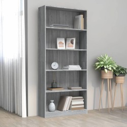 vidaXL Estantería de 5 niveles contrachapada gris Sonoma 80x24x175 cm
