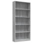 vidaXL Estantería de 5 niveles contrachapada gris Sonoma 80x24x175 cm vidaXL Estantería de 5 niveles contrachapada gris Sonoma 80x24x175 cm