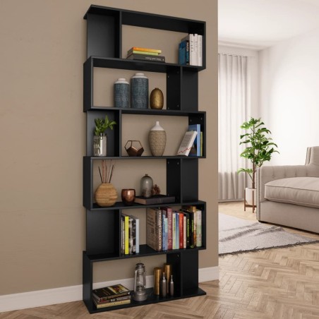 vidaXL Estantería/divisor madera contrachapada negro 80x24x192 cm