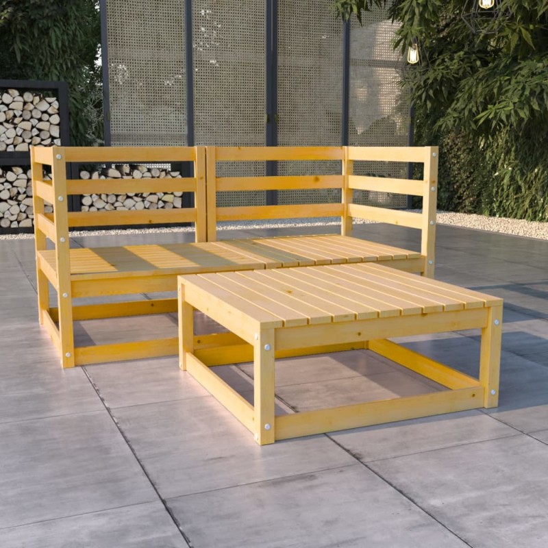 vidaXL Juego de muebles de jardín 3 piezas madera maciza de pino vidaXL Juego de muebles de jardín 3 piezas madera maciza de pino