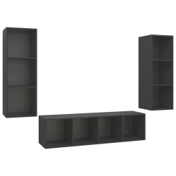 vidaXL Juego de muebles de salón 3 piezas madera de ingeniería gris