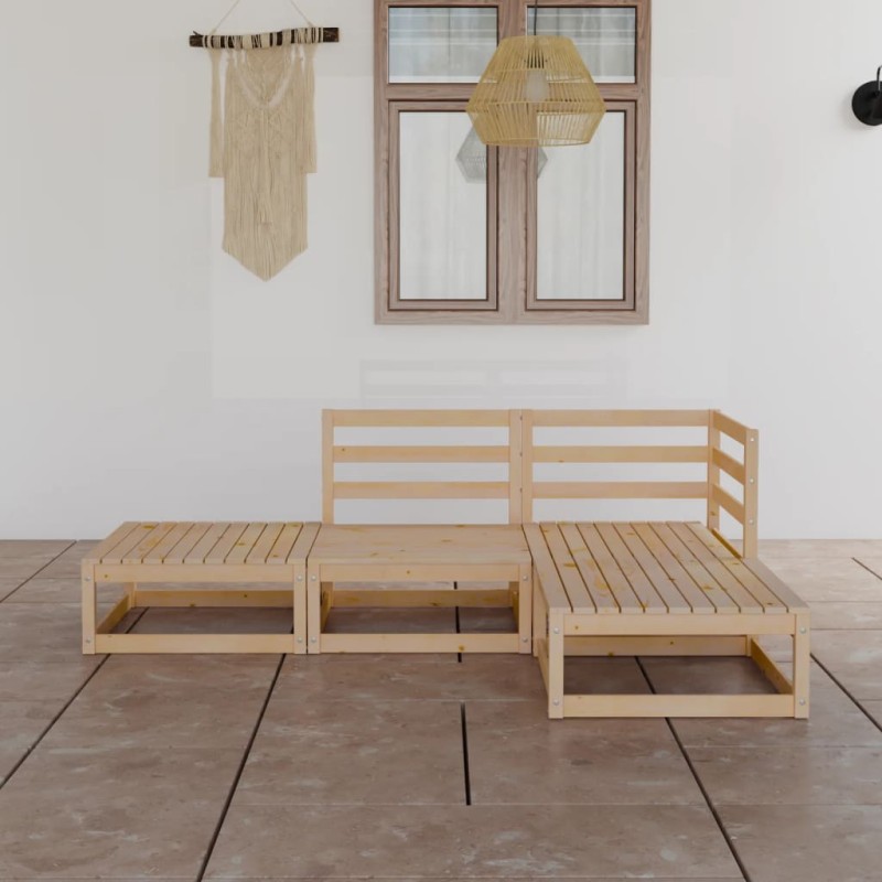 vidaXL Juego de muebles de jardín 4 piezas madera maciza de pino vidaXL Juego de muebles de jardín 4 piezas madera maciza de pino