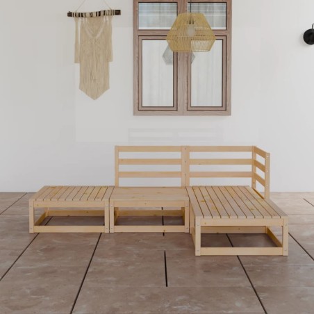 vidaXL Juego de muebles de jardín 4 piezas madera maciza de pino