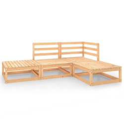vidaXL Juego de muebles de jardín 4 piezas madera maciza de pino