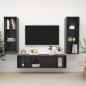 vidaXL Muebles de salón 3 piezas madera de ingeniería gris con brillo vidaXL Muebles de salón 3 piezas madera de ingeniería gris con brillo