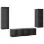 vidaXL Muebles de salón 3 piezas madera de ingeniería gris con brillo vidaXL Muebles de salón 3 piezas madera de ingeniería gris con brillo