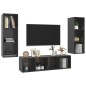 vidaXL Muebles de salón 3 piezas madera de ingeniería gris con brillo vidaXL Muebles de salón 3 piezas madera de ingeniería gris con brillo