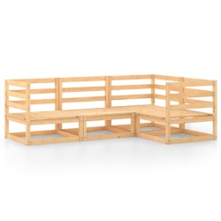 vidaXL Juego de muebles de jardín 4 piezas madera maciza de pino