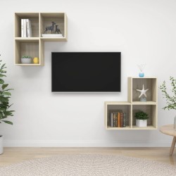 vidaXL Juego de muebles de salón 4 pzas madera ingeniería roble Sonoma