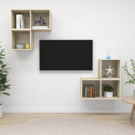 vidaXL Juego de muebles de salón 4 pzas madera ingeniería roble Sonoma