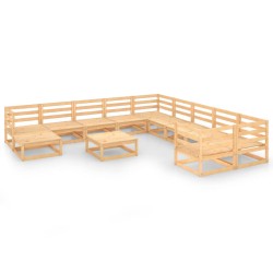 vidaXL Juego de muebles de jardín 12 piezas madera maciza de pino