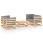 vidaXL Juego de muebles de jardín 5 pzas y cojines madera pino maciza