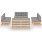 vidaXL Juego de muebles de jardín 8 pzas y cojines madera pino maciza