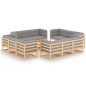 vidaXL Juego de muebles de jardín 13 pzas y cojines madera pino maciza vidaXL Juego de muebles de jardín 13 pzas y cojines madera pino maciza