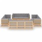 vidaXL Juego de muebles de jardín 13 pzas y cojines madera pino maciza vidaXL Juego de muebles de jardín 13 pzas y cojines madera pino maciza