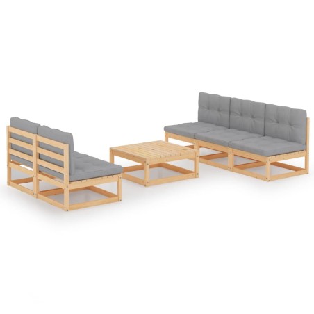 vidaXL Muebles de jardín 6 piezas con cojines de madera de pino maciza
