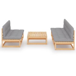 vidaXL Muebles de jardín 6 piezas con cojines de madera de pino maciza