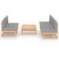vidaXL Muebles de jardín 6 piezas con cojines de madera de pino maciza vidaXL Muebles de jardín 6 piezas con cojines de madera de pino maciza