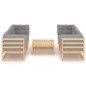 vidaXL Juego de muebles de jardín 7 pzas y cojines madera pino maciza vidaXL Juego de muebles de jardín 7 pzas y cojines madera pino maciza