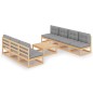 vidaXL Muebles de jardín 6 piezas con cojines de madera de pino maciza vidaXL Muebles de jardín 6 piezas con cojines de madera de pino maciza
