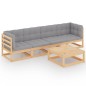vidaXL Juego de muebles de jardín 5 pzas y cojines madera pino maciza vidaXL Juego de muebles de jardín 5 pzas y cojines madera pino maciza