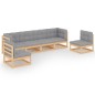 vidaXL Juego de muebles de jardín 6 pzas y cojines madera pino maciza
