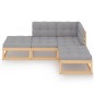 vidaXL Juego de muebles de jardín 4 pzas y cojines madera maciza pino vidaXL Juego de muebles de jardín 4 pzas y cojines madera maciza pino