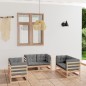 vidaXL Juego de muebles de jardín 6 pzas y cojines madera pino maciza
