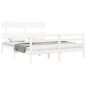 vidaXL Estructura de cama con cabecero madera maciza blanco 160x200 cm vidaXL Estructura de cama con cabecero madera maciza blanco 160x200 cm