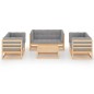vidaXL Juego de muebles de jardín 7 pzas y cojines madera pino maciza vidaXL Juego de muebles de jardín 7 pzas y cojines madera pino maciza
