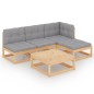 vidaXL Juego de muebles de jardín 5 pzas y cojines madera pino maciza vidaXL Juego de muebles de jardín 5 pzas y cojines madera pino maciza