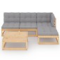 vidaXL Juego de muebles de jardín 5 pzas y cojines madera pino maciza vidaXL Juego de muebles de jardín 5 pzas y cojines madera pino maciza