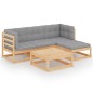 vidaXL Juego de muebles de jardín 5 pzas y cojines madera pino maciza