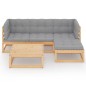 vidaXL Juego de muebles de jardín 5 pzas y cojines madera pino maciza