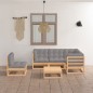 vidaXL Muebles de jardín 6 piezas con cojines de madera de pino maciza vidaXL Muebles de jardín 6 piezas con cojines de madera de pino maciza